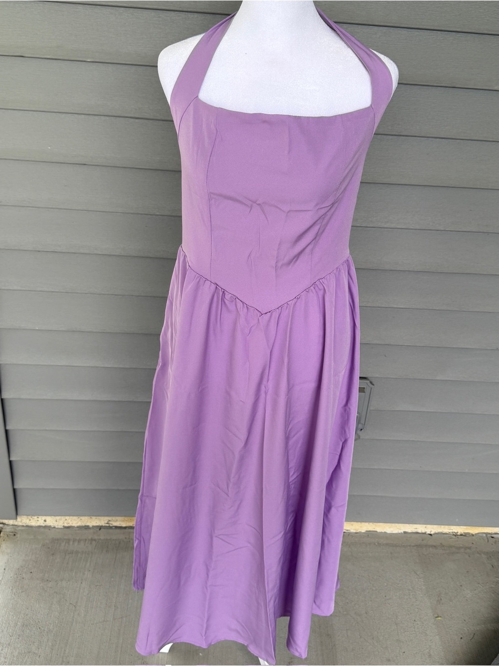 NWOT Purple Halter Backless Maxi Dress Wide Strap Size Large Party Wedding Guest